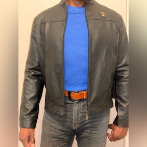 Armani Collezioni Black Leather Performance Jacket